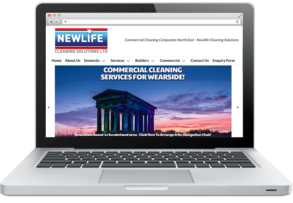 Commercial Cleaning North East image of new website for Newlife Cleaning Solutions